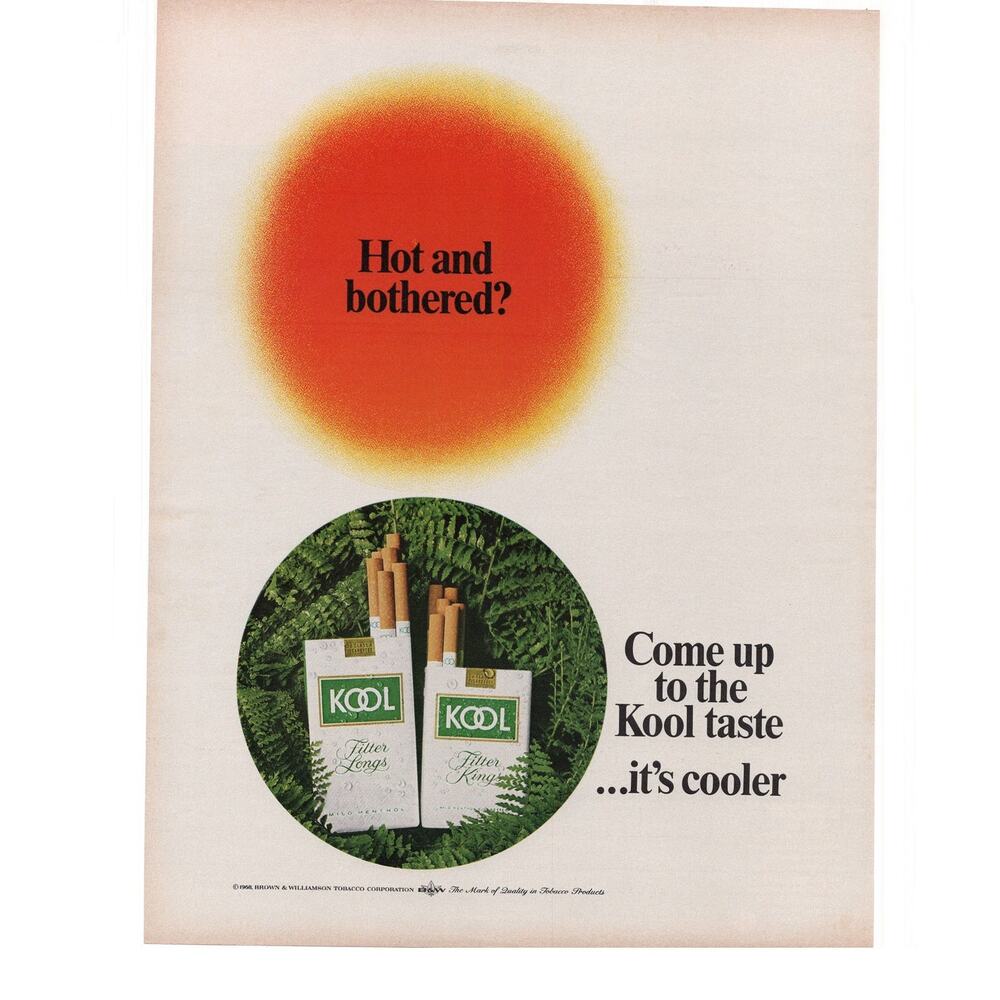 Kool Cigarettes Magazine Advertisement Color Filter King Tobacciana Vintage